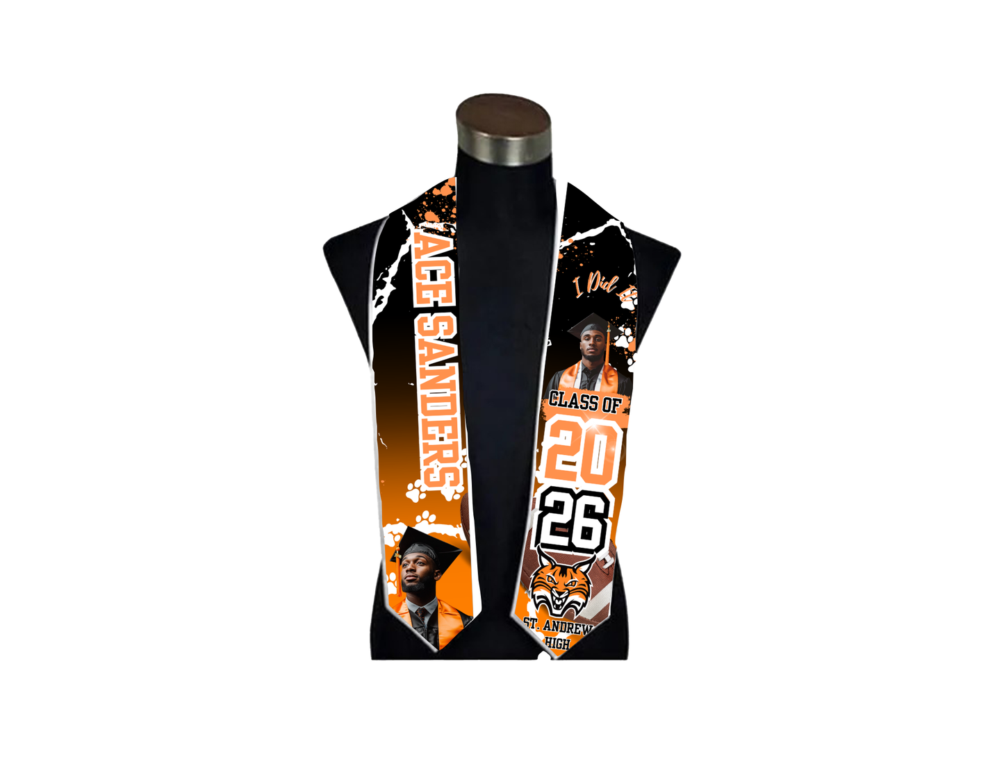 Custom Photo Graduation Stoles | Class of 2026 Senior Stole | Personalized Grad Stole