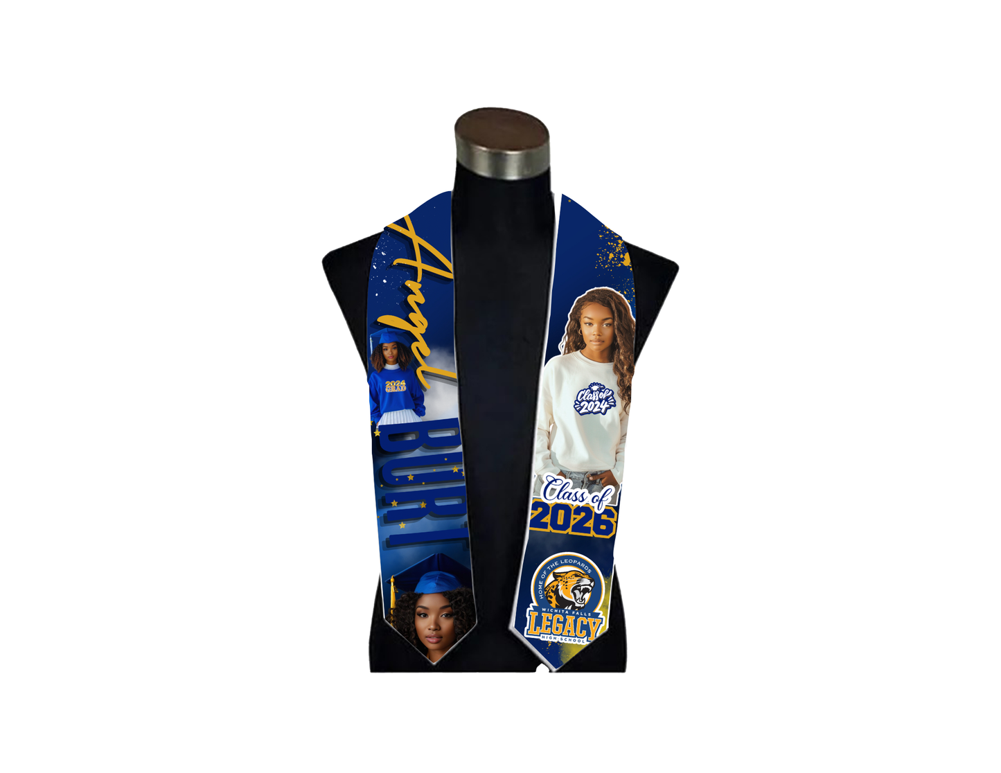 Custom Photo Graduation Stoles | Class of 2026 Senior Stole | Personalized Grad Stole